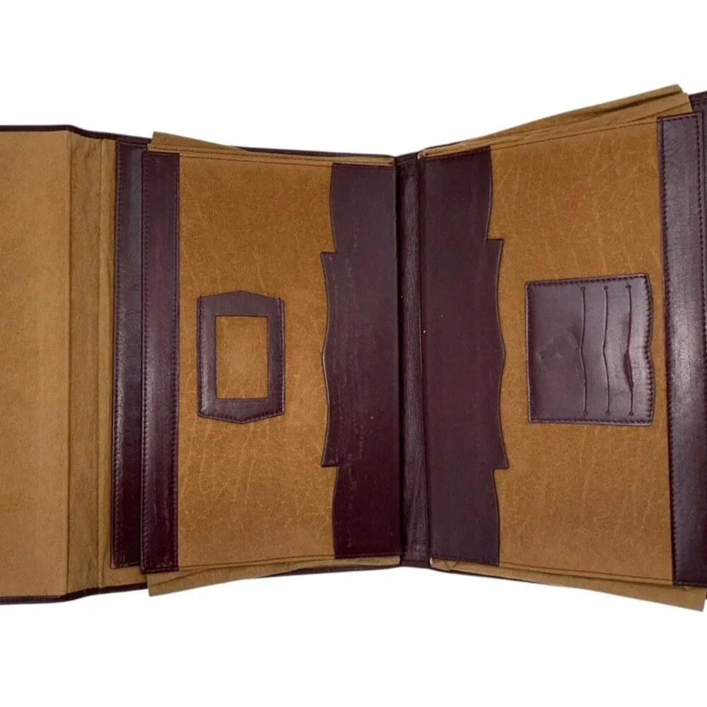 filofax vintage  brown leather suede cordovan trim document holder case